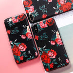 AKABEILA Silicone Patterned Cases For iPhone 5 5s 6 6S Plus 7 7 Plus 8 8 Plus Case For iPhone X Protective Flower Back Cover
