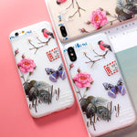 AKABEILA Silicone Patterned Cases For iPhone 5 5s 6 6S Plus 7 7 Plus 8 8 Plus Case For iPhone X Protective Flower Back Cover