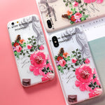 AKABEILA Silicone Patterned Cases For iPhone 5 5s 6 6S Plus 7 7 Plus 8 8 Plus Case For iPhone X Protective Flower Back Cover