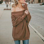 Conmoto Solid Split Off Shoulder Sweater Women Sexy Feminino Casual Long Sweaters Pullovers Autumn Winter 2018 Jumper