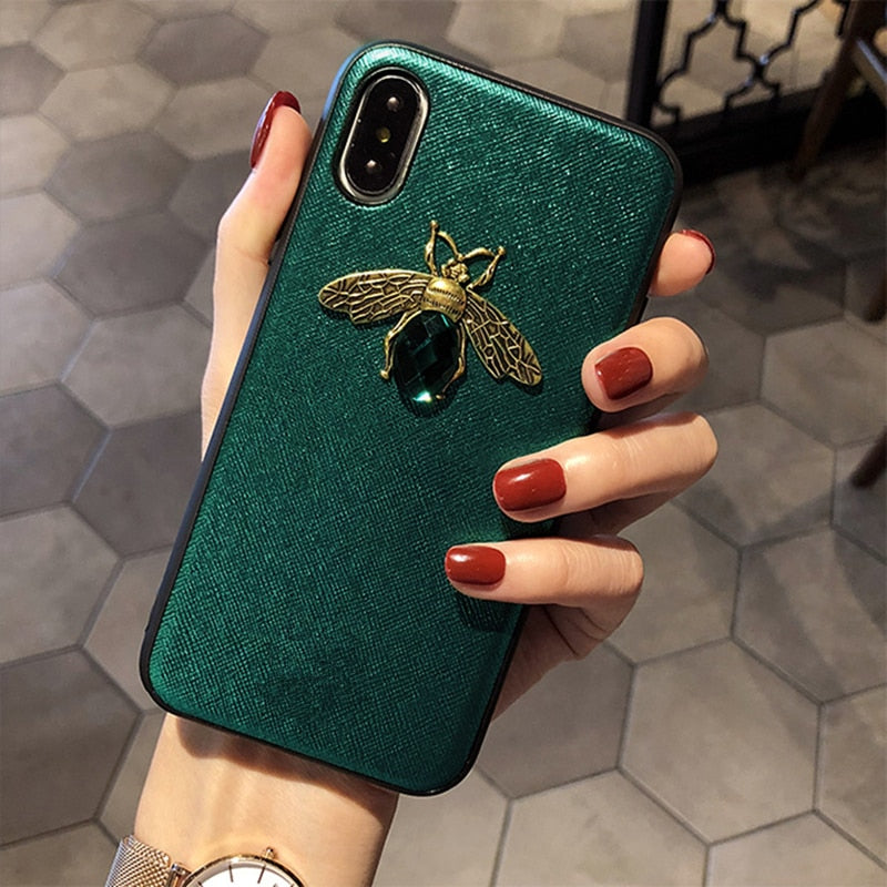 Luxury Fashion brand Diamond Bee Glitte soft case for iphone 6 S 7 8 plus X XR XS Max cute hard cover for samsung galaxy S8 S9