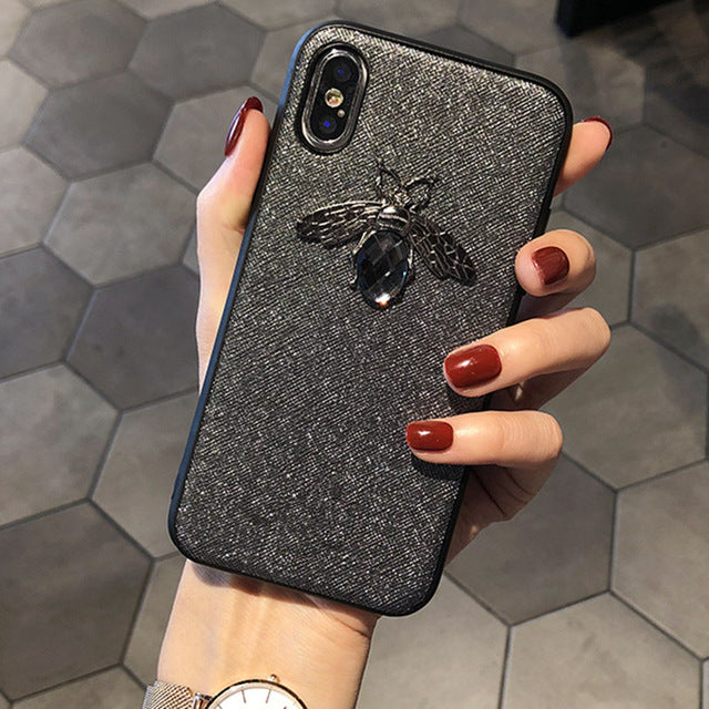 Luxury Fashion brand Diamond Bee Glitte soft case for iphone 6 S 7 8 plus X XR XS Max cute hard cover for samsung galaxy S8 S9