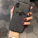 Luxury Fashion brand Diamond Bee Glitte soft case for iphone 6 S 7 8 plus X XR XS Max cute hard cover for samsung galaxy S8 S9