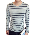 Men&#39;s 3/4 Sleeve Striped T shirt Basic Tee Stretch Casual Leisure Tops Blouse